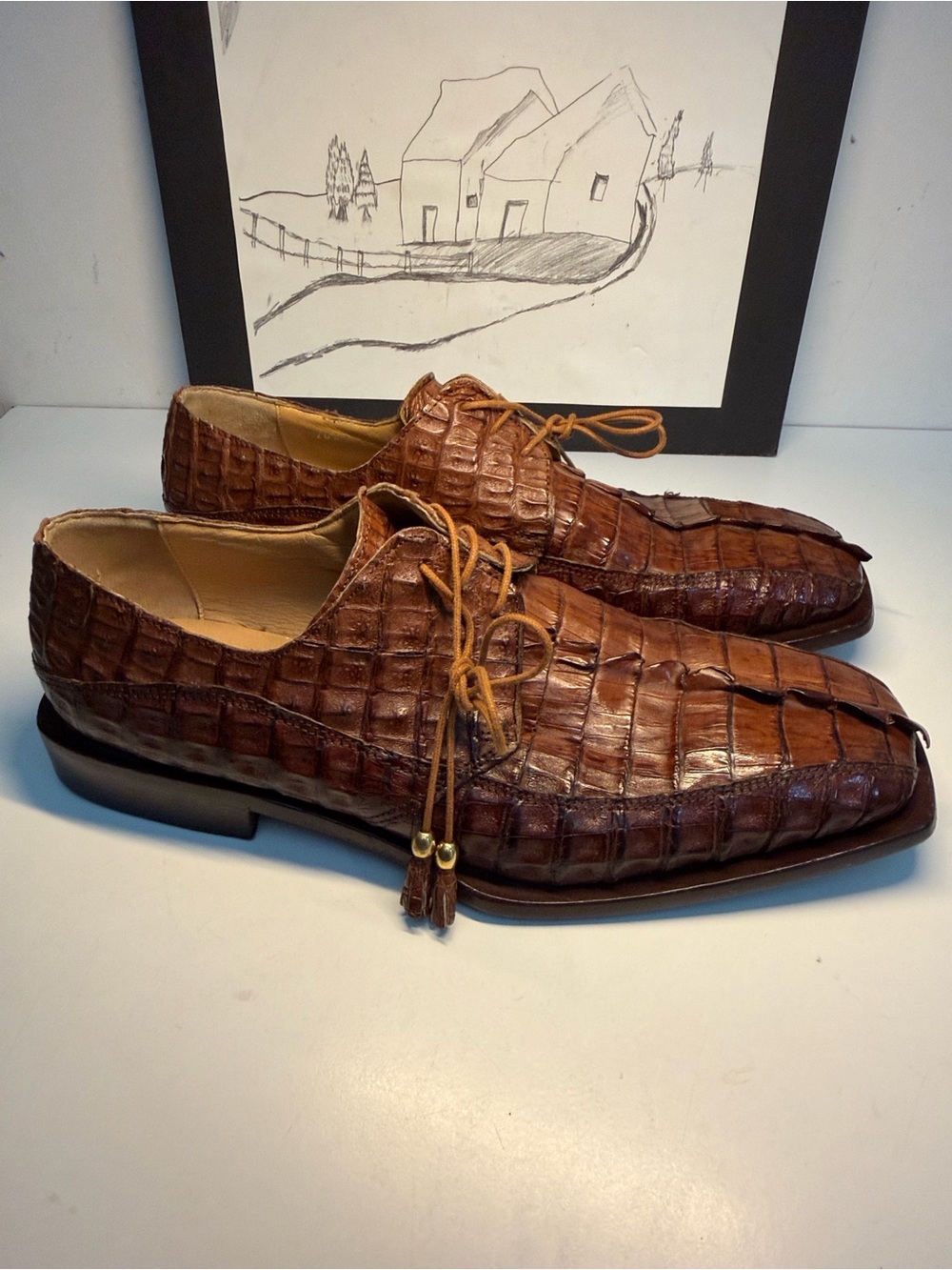 Fennix Handcrafted Alligator Men's Derby Shoe Men's US Size 12